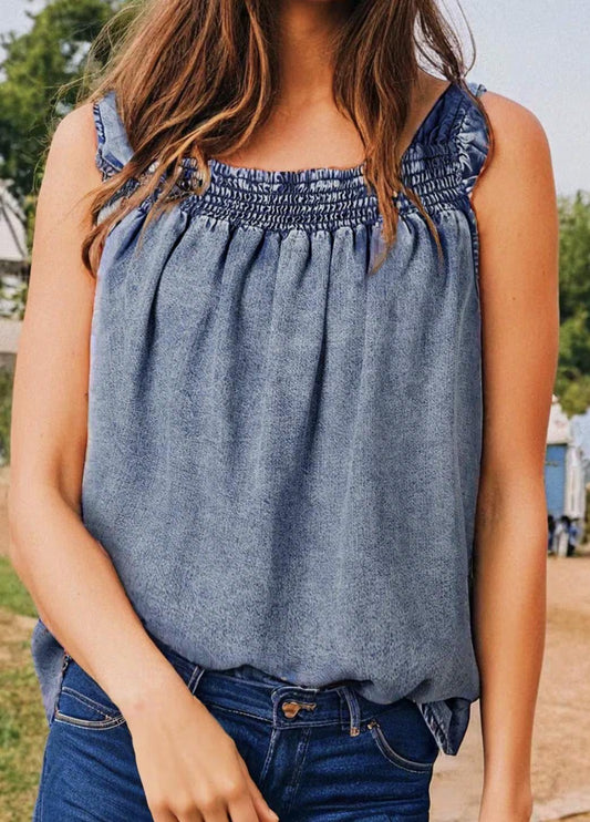 Ruffled Denim Top